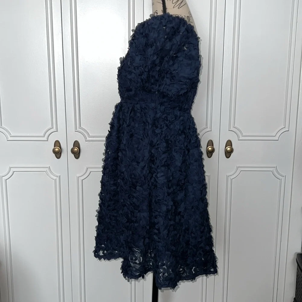 Lulus Precious Passion Navy Blue Floral Puff Sleeve Babydoll Dress, Size: Medium - Picture 3 of 7